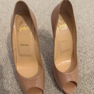 Christian Louboutin Nude Peep-Toe Heels